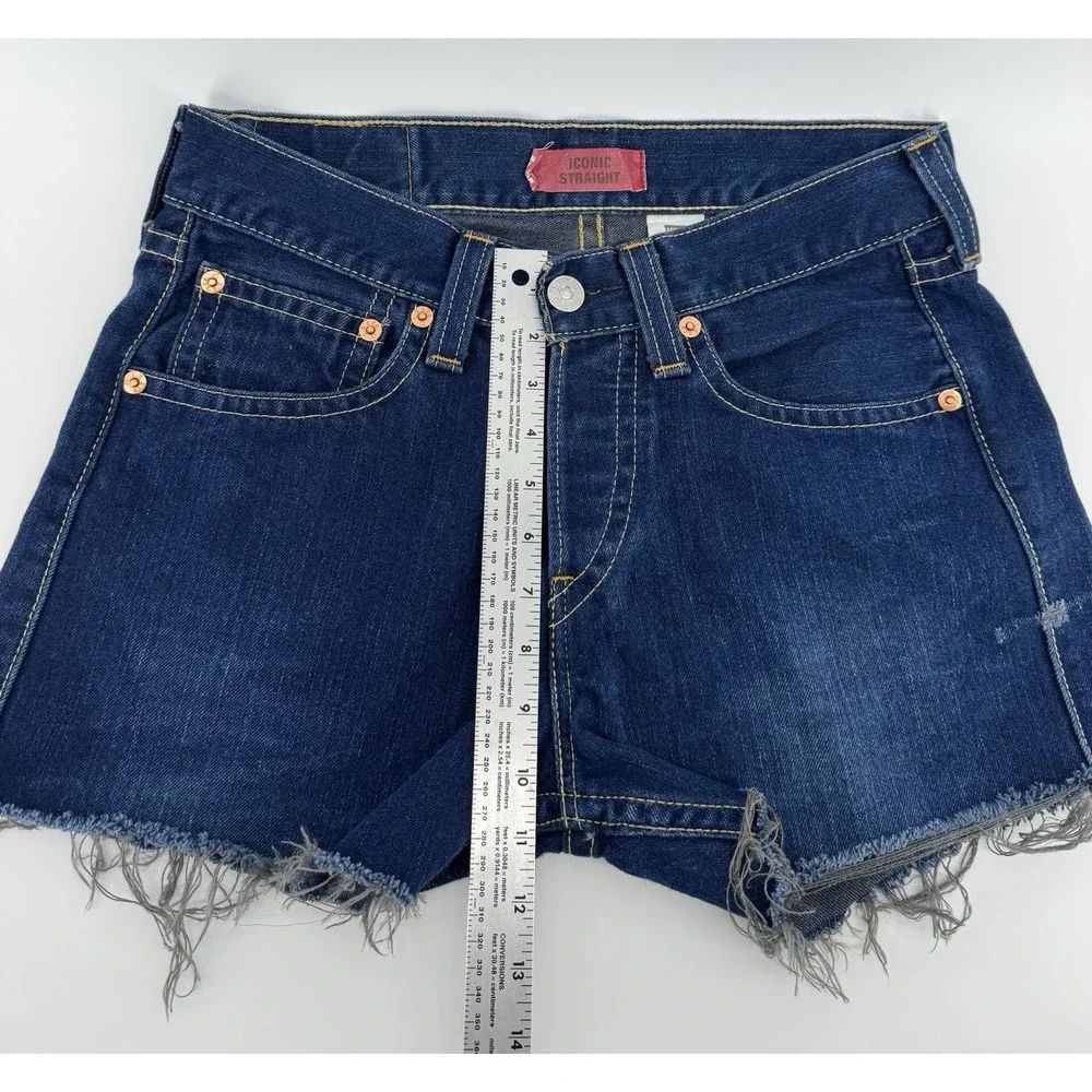Levi's Type 1 Women's High Rise Cut Off Blue Denim Shorts Button Fly Size 32W